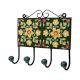 Green Floral Ceramic Tiles Hooks-470 (Set Of Ine Piece)